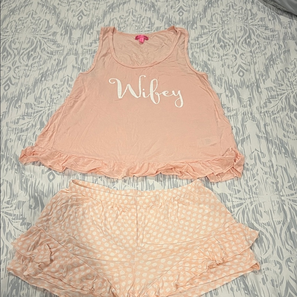 Betsey Johnson Pink 'Wifey' Pajama Set